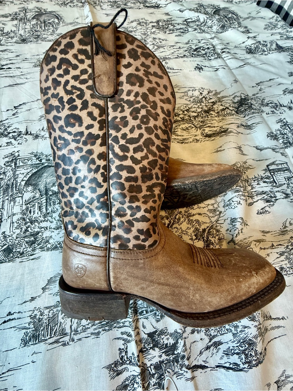 Ariat Circuit Savanna Leather Boots with Leopard-Print Shaft - Picture 2 of 4